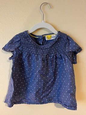 Mini Boden Navy Blue Polka Dot Shirt